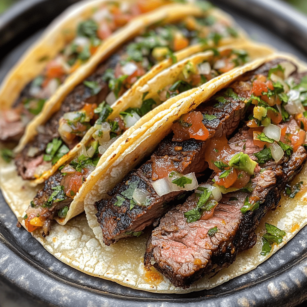Savory Beef Tacos with Spicy Pineapple Salsa Delight 6 Tacos de Bistec Delight