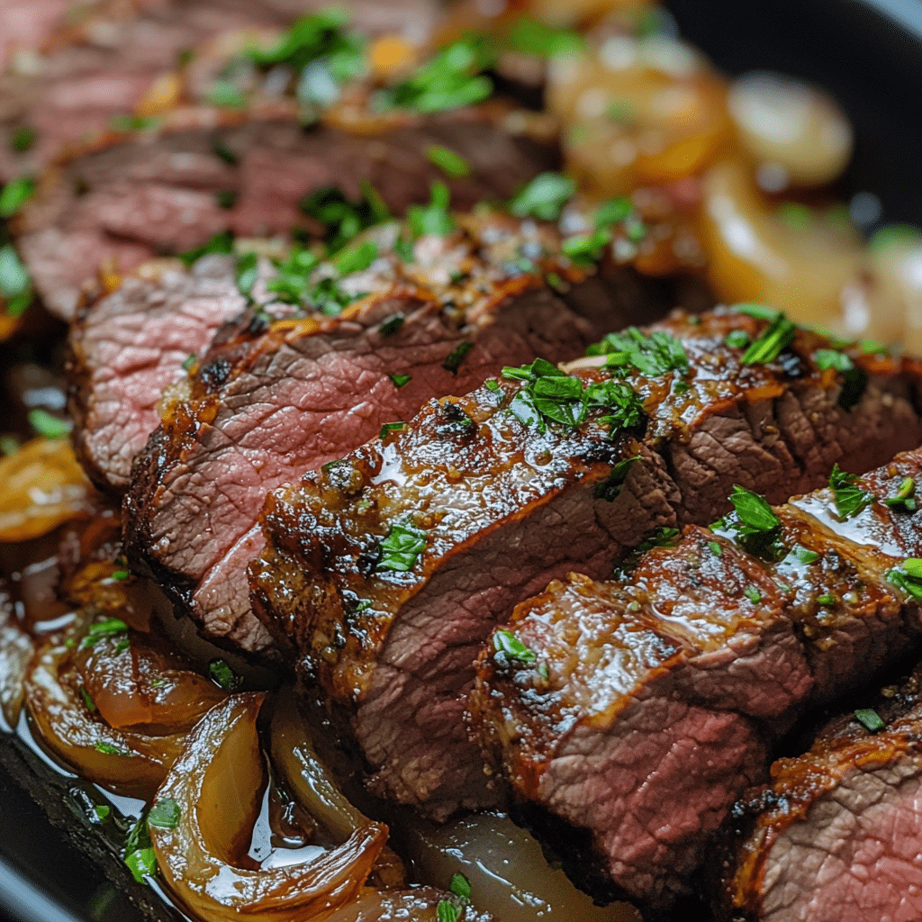 Savory London Broil: Tender Crock Pot Delight with Garlic Herb Marinade 2 Article Image