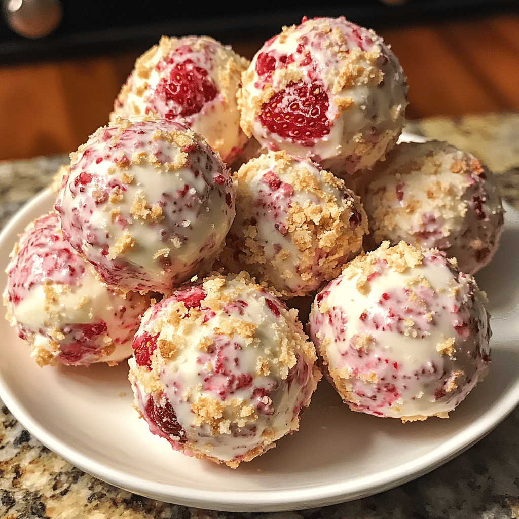No-Bake Strawberry Cheesecake Energy Bites Recipe 1 Featured Image