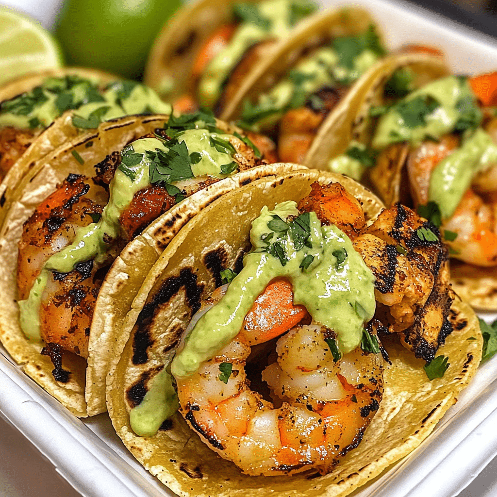 Zesty Prawn Tacos with Avocado Lime Cream Sauce 2 Article Image