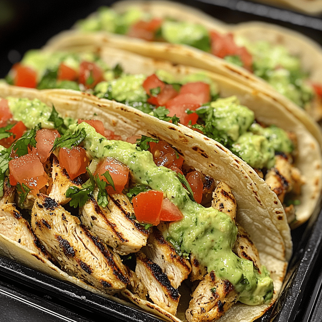 Savory Beef Tacos with Spicy Pineapple Salsa Delight 25 Zesty Cilantro-Lime Chicken Tacos with Avocado Crema